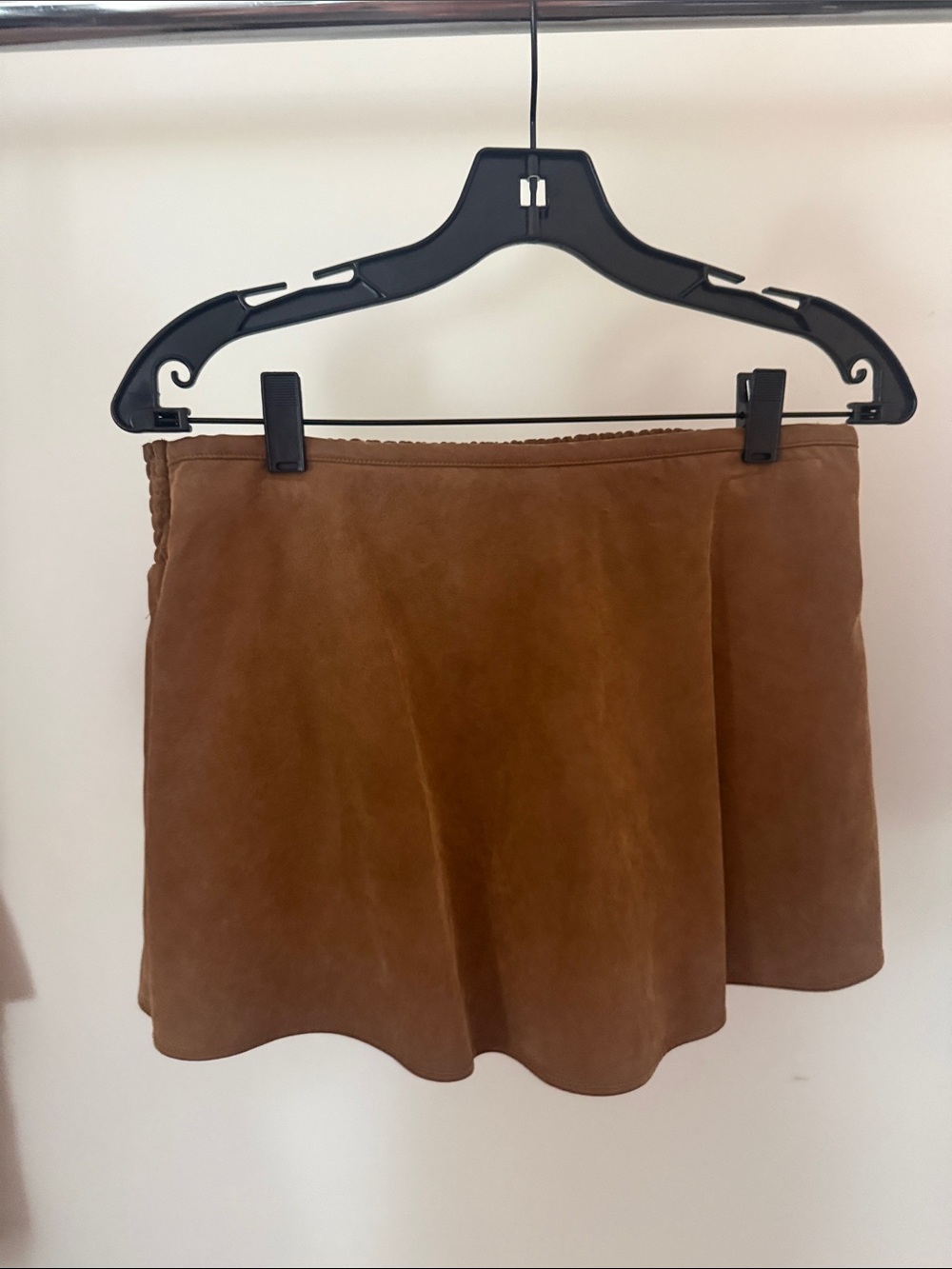 We The Free Cognac Suede Mini Skort